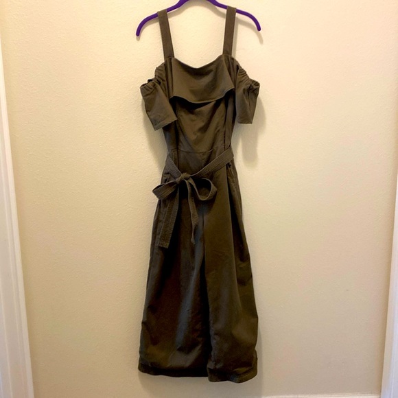 Banana Republic Twill Off The Shoulder Brown Jumpsuit - Picture 3 of 9